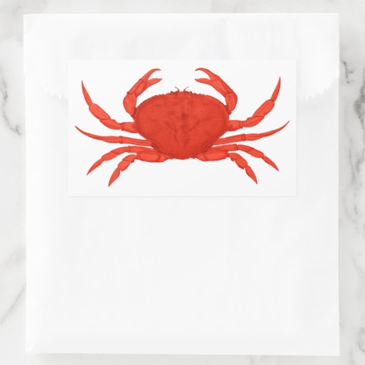 Red Dungeness Crab Logo Rechteckiger Aufkleber (Tasche)