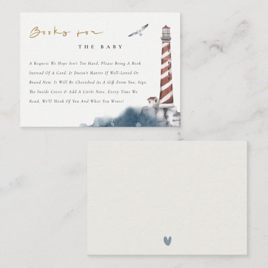 Red Dusky Blue Lighthouse Books For Baby Shower Begleitkarte (Vorne/Hinten)