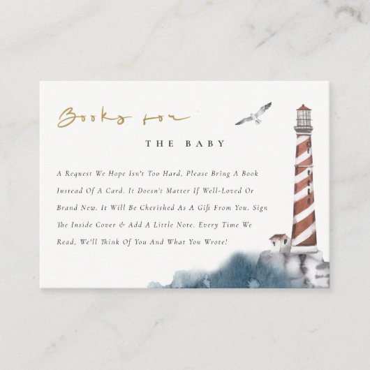 Red Dusky Blue Lighthouse Books For Baby Shower  Begleitkarte (Vorderseite)