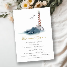 RED DUSKY BLUE LIGHTHOUSE MEA WEDING REZEPTION BEGLEITKARTE