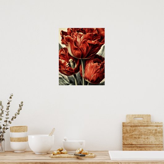 Red Dutch tulips Poster (Küche)