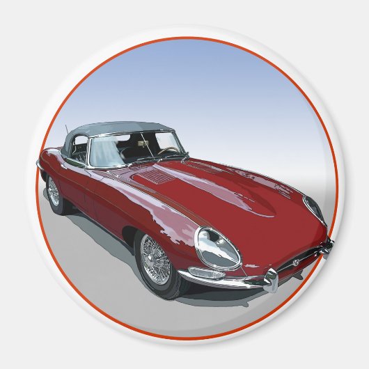 Red E Type Roadster Magnet (Vorne)