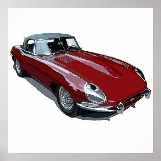 Red E Type Roadster Poster (Vorne)