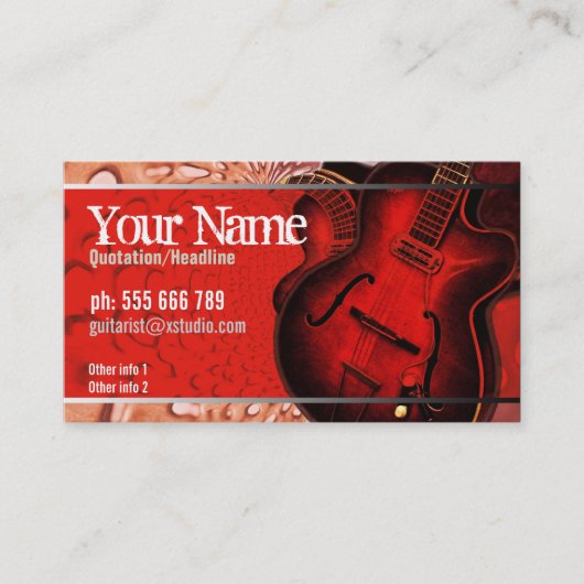 Red Earth Guitar Music Business Card Visitenkarte (Vorderseite)