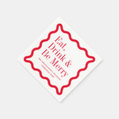 Red Eat Drink and Be Merry Wavy Square Serviette (Ecke)