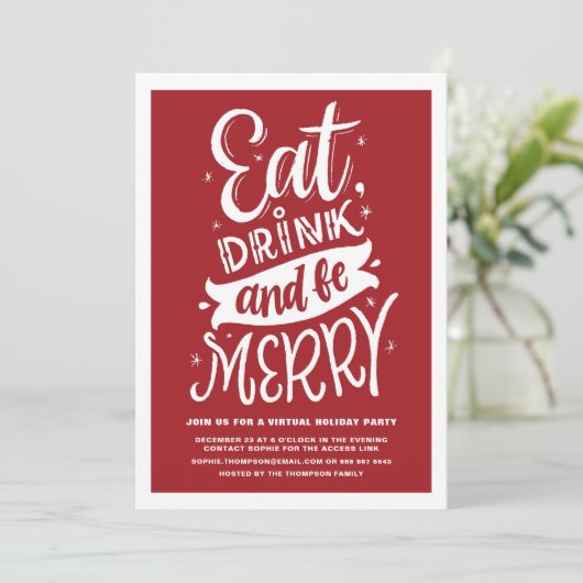 Red Eat Drink und Sei froh über das Virtual Christ Einladung (Stehend Vorderseite)