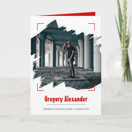 Red Edgy Abstrakt Brushstroke Foto Abschluss Einladung