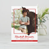 Red Edgy Abstrakt Torn Foto Abschluss Einladung (Stehend Vorderseite)