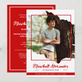 Red Edgy Abstrakt Torn Foto Abschluss Einladung