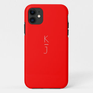 Red Editable Monogram Case-Matte iPhone Case