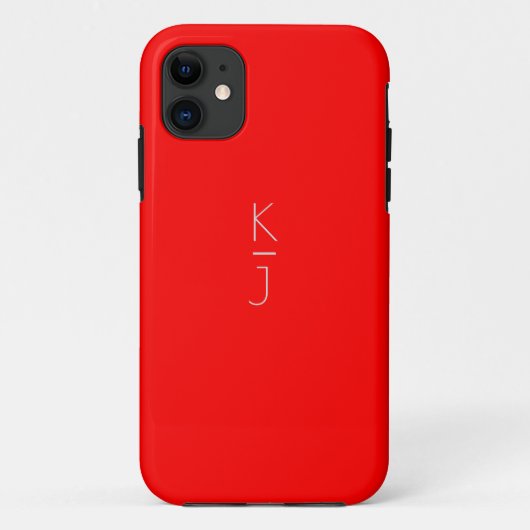 Red Editable Monogram Case-Matte iPhone Case (Rückseite)