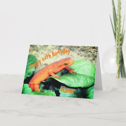 Red Eft Salamander Personalisiert Geburtstag Karte (Vorderseite)