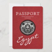 Red Egypt Passport Wedding Invitation Einladung (Vorderseite)