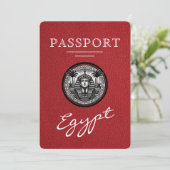Red Egypt Passport Wedding Save the Date (Stehend Vorderseite)