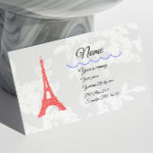 Red Eiffel Tower & Blue Diamonds on Lace Business Visitenkarte