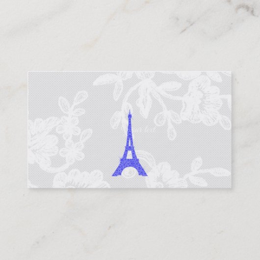 Red Eiffel Tower & Blue Diamonds on Lace Business Visitenkarte (Rückseite)