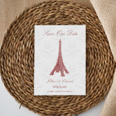 Red Eiffel Tower Damask Ankündigung Datum freihalt