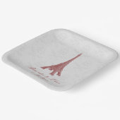 Red Eiffel Tower Damask Brautdusche Pappteller (Gewinkelt)