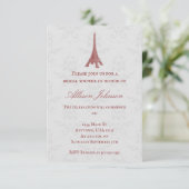 Red Eiffel Tower Damask Bridal Dusche Einladung (Stehend Vorderseite)