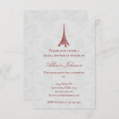 Red Eiffel Tower Damask Bridal Dusche Einladung (Vorne/Hinten)
