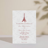 Red Eiffel Tower Damask Einladung zur Hochzeit