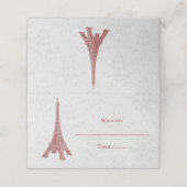 Red Eiffel Tower Damask Empfang Platzkarte (Außenseite Aufgefaltet)