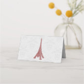 Red Eiffel Tower Damask Empfang Platzkarte (Rückseite)