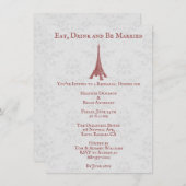 Red Eiffel Tower Damask Probe Dinner Einladung (Vorne/Hinten)