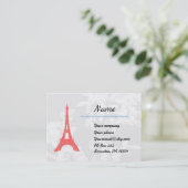 Red Eiffel Tower on Lace Business Card Visitenkarte (Stehend Vorderseite)