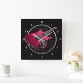 Red Electric Gitarren Square Wall Clock Quadratische Wanduhr (Zuhause)