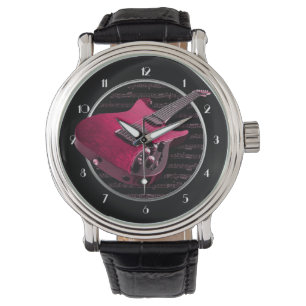 Red Electric Guitar Wrist Watch Armbanduhr