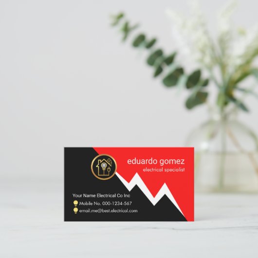 Red Electric Lightning Powers Your Name Visitenkarte (Stehend Vorderseite)