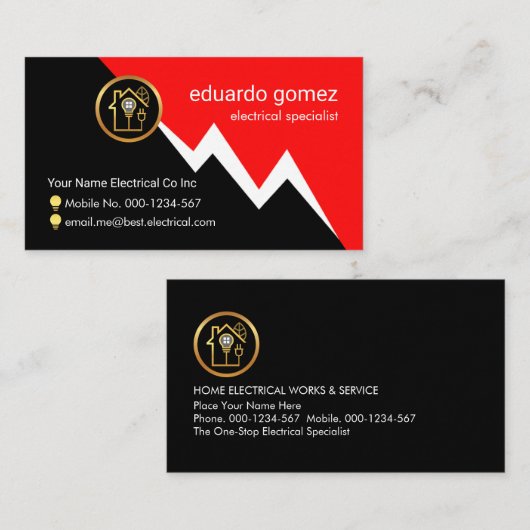 Red Electric Lightning Powers Your Name Visitenkarte (Vorne/Hinten)