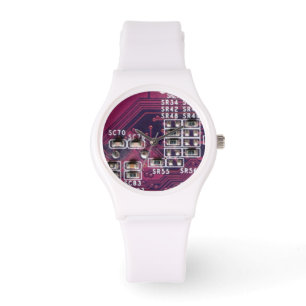 Red Electronic Circuit Board Armbanduhr