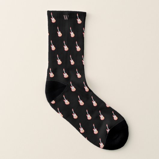 Red Electronic Gitarre Monogram Initial Black Socken (Links - Innen)