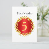 Red Elegance Monogram Tischnummer (Stehend Vorderseite)