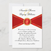 Red Elegance Monogram Wedding Einladung (Vorderseite)