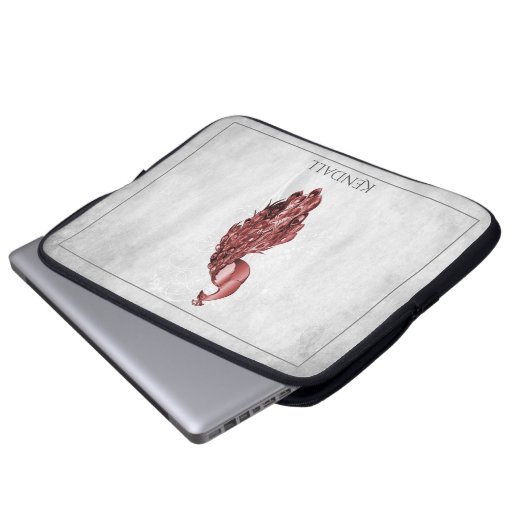 Red Elegance Peacock Personalisierter Laptop-Sieb Laptopschutzhülle (Vorne Knopf)