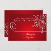 Red Elegance Response Card Snowflake RSVP Karte (Vorne/Hinten)