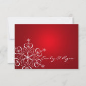Red Elegance Response Card Snowflake RSVP Karte (Rückseite)