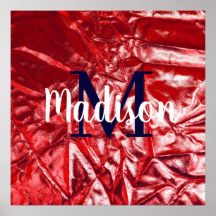 Red Elegant Custom Monogram Personalisiert Poster