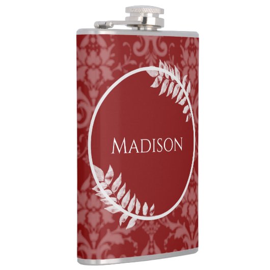 Red Elegant Damask Flask Flachmann (Rechts)