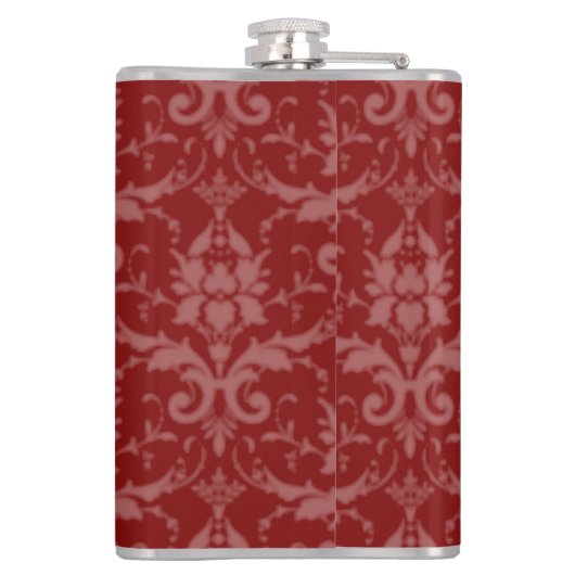 Red Elegant Damask Flask Flachmann (Rückseite)