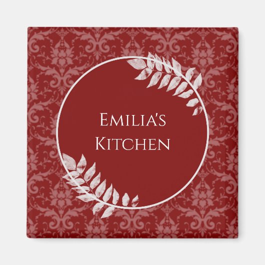 Red Elegant Damask Magnet (Vorne)