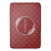 Red Elegant Damask Personalisiert Bath Mat Badematte (Vorderseite Vertikal)