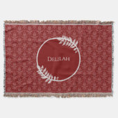 Red Elegant Damask Personalisiert Throw Blanket Decke (Vorderseite)