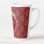 Red Elegant Damask Personalisierte Latte-Tasse Milchtasse (Rechts)