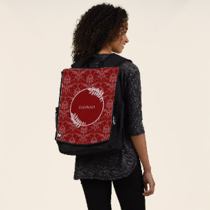 Red Elegant Damask Personalisierter Backpack Rucksack