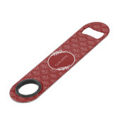 Red Elegant Damask Personalisierter Bar Key (Vorderseite Schrägansicht)