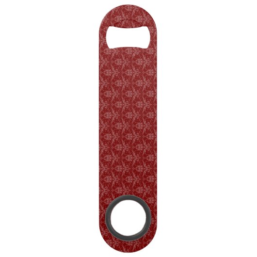 Red Elegant Damask Personalisierter Bar Key (Rückseite)